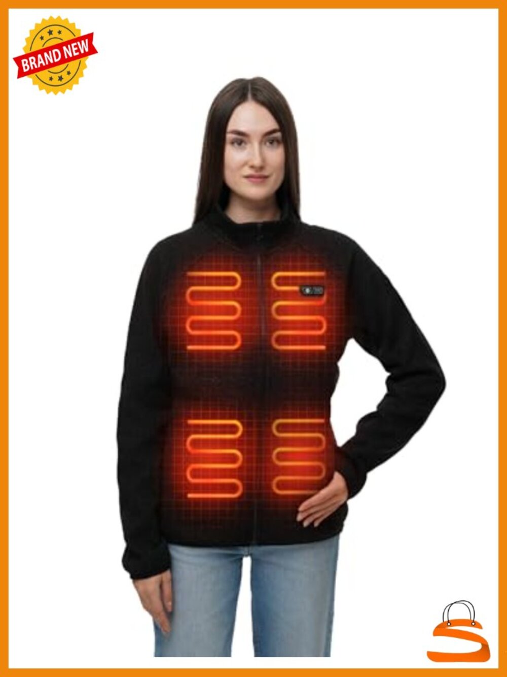 Heated Fleece Jacket Women with 12V 16000mAh Power Bank 5 Heating Zones